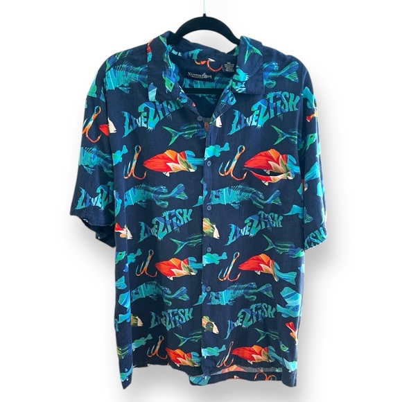 Newport Blue Live2Fish Button Front Shirt, XXL - Picture 2 of 7